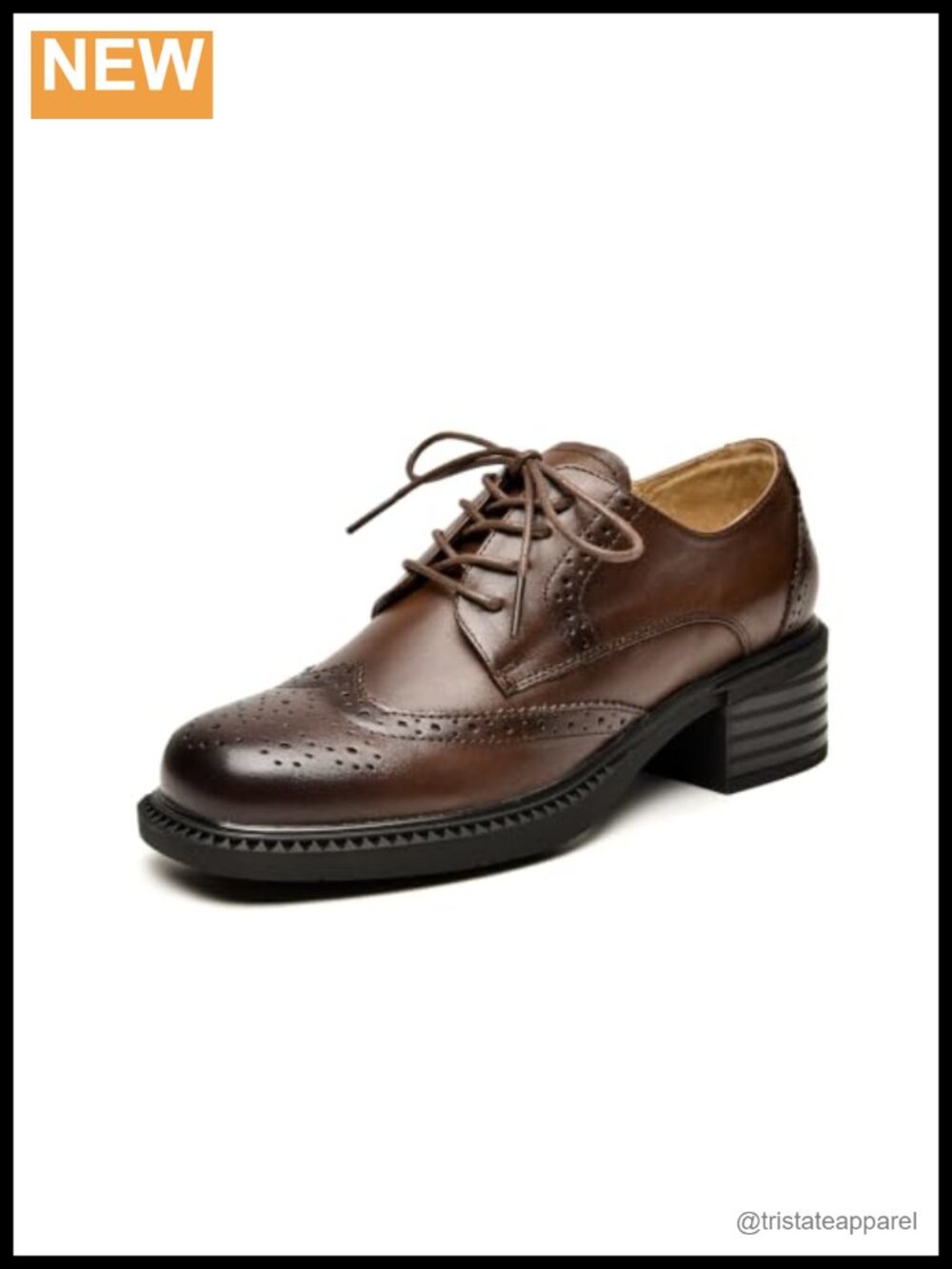Genuine Leather Oxford Shoes Lace Up Platform Brogue Wingtip Women's